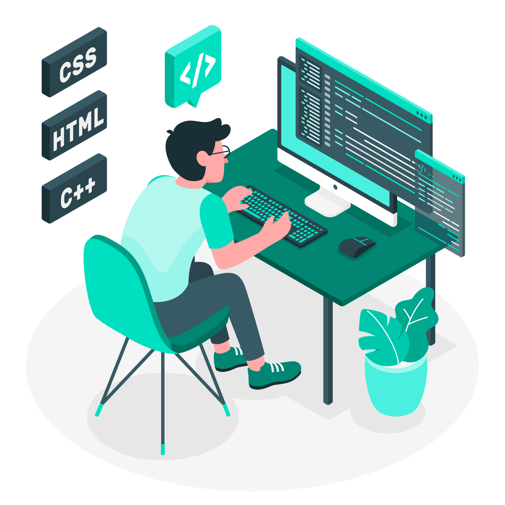 frontend developer at desk